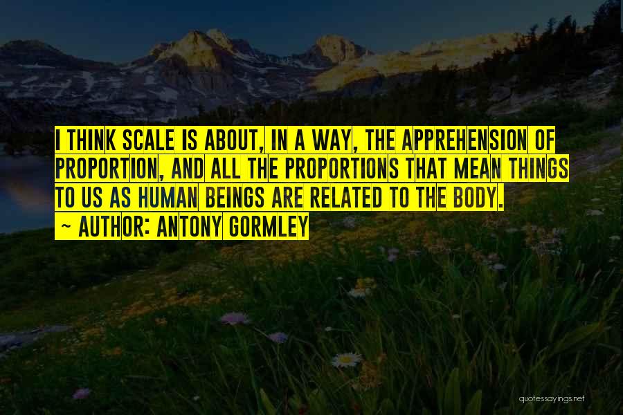 Antony Gormley Quotes: I Think Scale Is About, In A Way, The Apprehension Of Proportion, And All The Proportions That Mean Things To