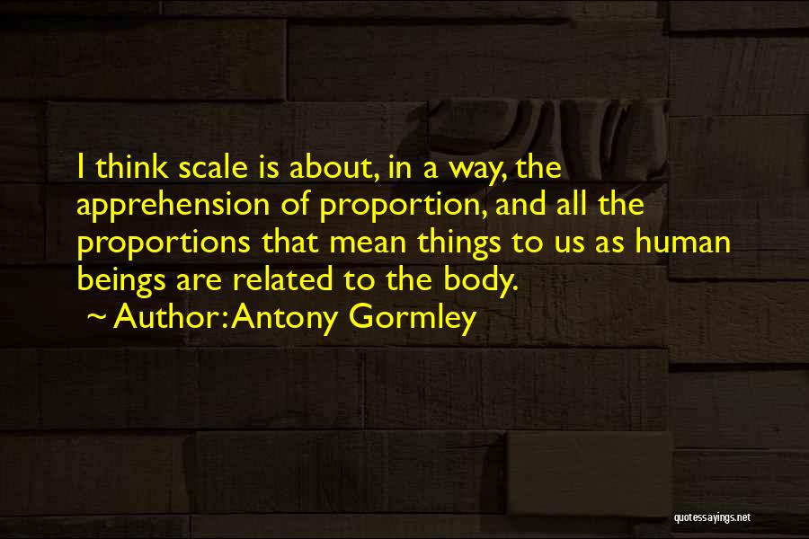 Antony Gormley Quotes: I Think Scale Is About, In A Way, The Apprehension Of Proportion, And All The Proportions That Mean Things To