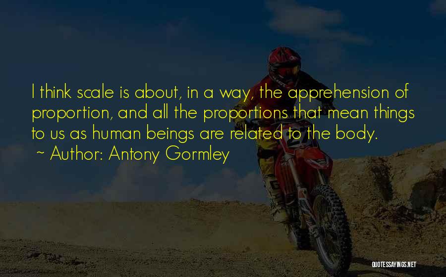 Antony Gormley Quotes: I Think Scale Is About, In A Way, The Apprehension Of Proportion, And All The Proportions That Mean Things To