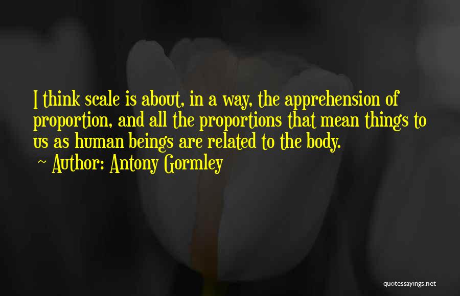 Antony Gormley Quotes: I Think Scale Is About, In A Way, The Apprehension Of Proportion, And All The Proportions That Mean Things To