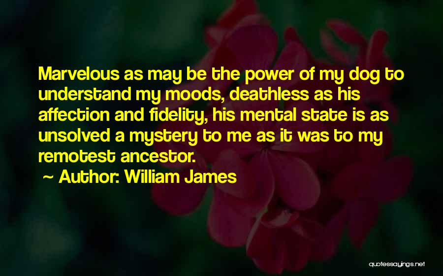 William James Quotes: Marvelous As May Be The Power Of My Dog To Understand My Moods, Deathless As His Affection And Fidelity, His