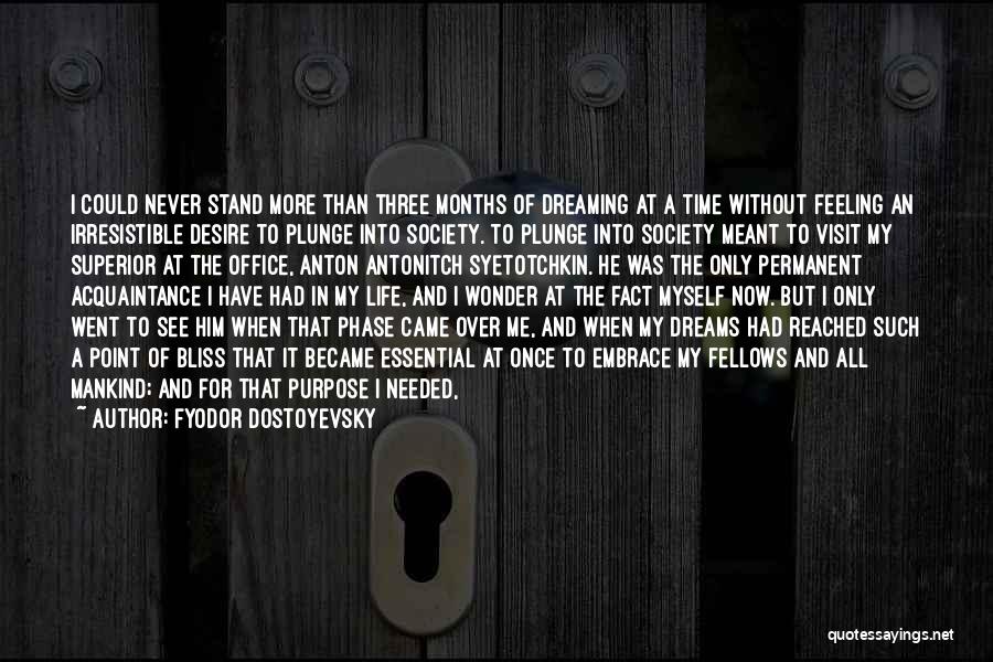 Fyodor Dostoyevsky Quotes: I Could Never Stand More Than Three Months Of Dreaming At A Time Without Feeling An Irresistible Desire To Plunge