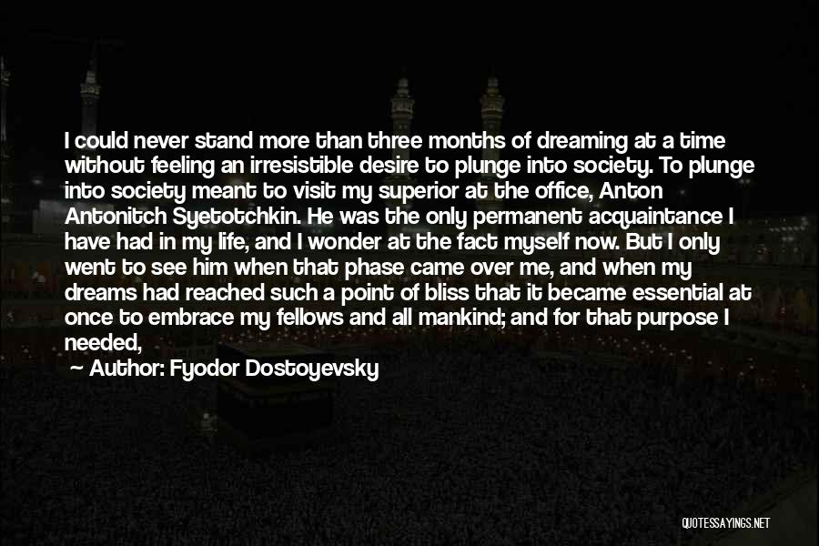 Fyodor Dostoyevsky Quotes: I Could Never Stand More Than Three Months Of Dreaming At A Time Without Feeling An Irresistible Desire To Plunge