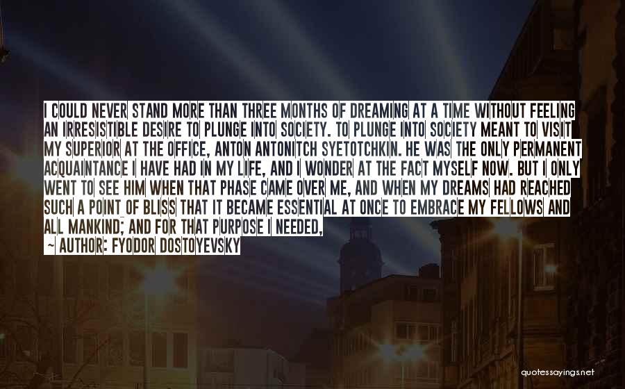 Fyodor Dostoyevsky Quotes: I Could Never Stand More Than Three Months Of Dreaming At A Time Without Feeling An Irresistible Desire To Plunge