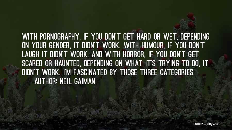 Neil Gaiman Quotes: With Pornography, If You Don't Get Hard Or Wet, Depending On Your Gender, It Didn't Work. With Humour, If You