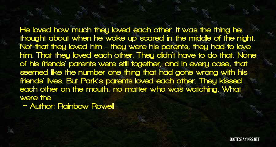 Rainbow Rowell Quotes: He Loved How Much They Loved Each Other. It Was The Thing He Thought About When He Woke Up Scared