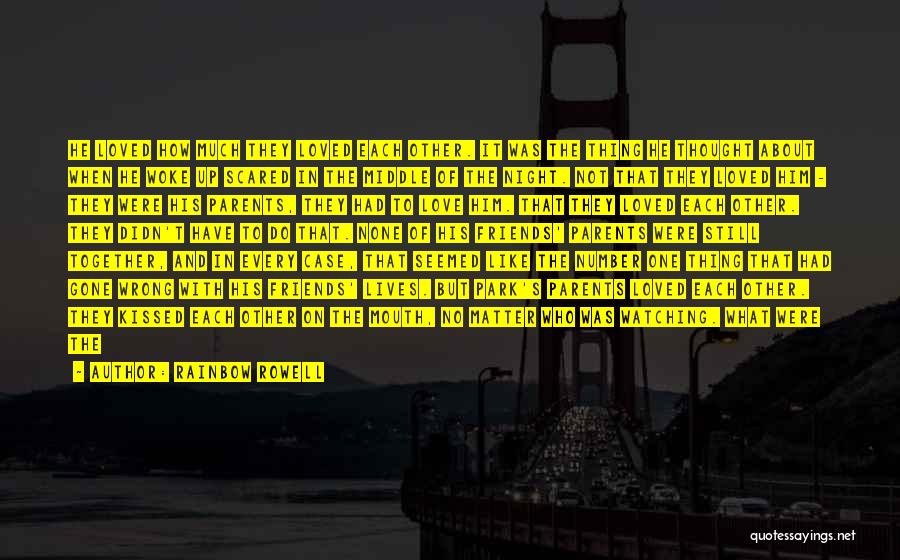 Rainbow Rowell Quotes: He Loved How Much They Loved Each Other. It Was The Thing He Thought About When He Woke Up Scared