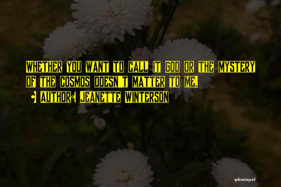 Jeanette Winterson Quotes: Whether You Want To Call It God Or The Mystery Of The Cosmos Doesn't Matter To Me.