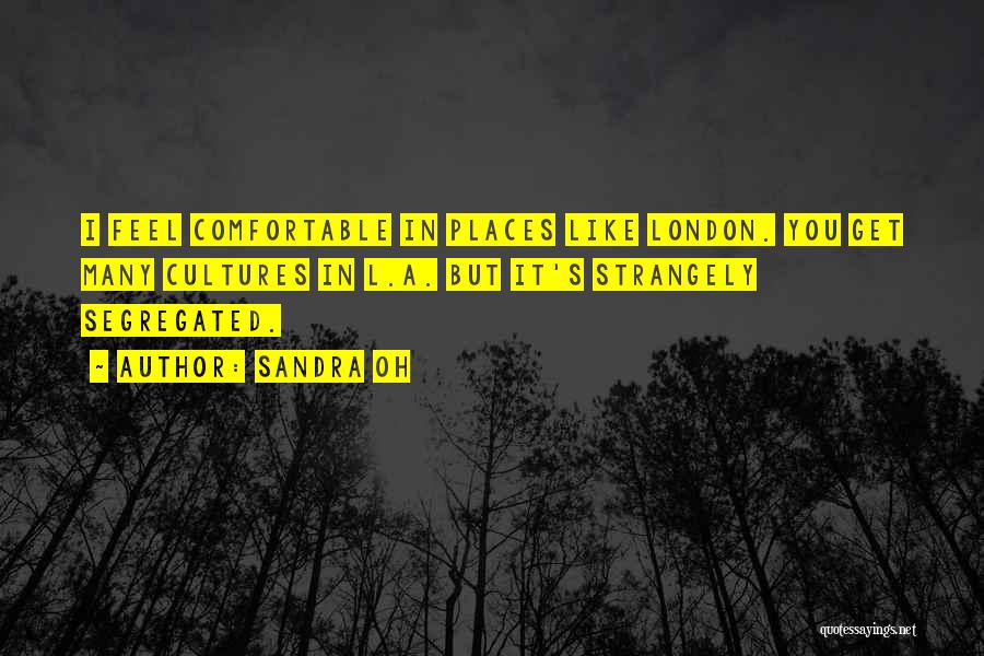 Sandra Oh Quotes: I Feel Comfortable In Places Like London. You Get Many Cultures In L.a. But It's Strangely Segregated.