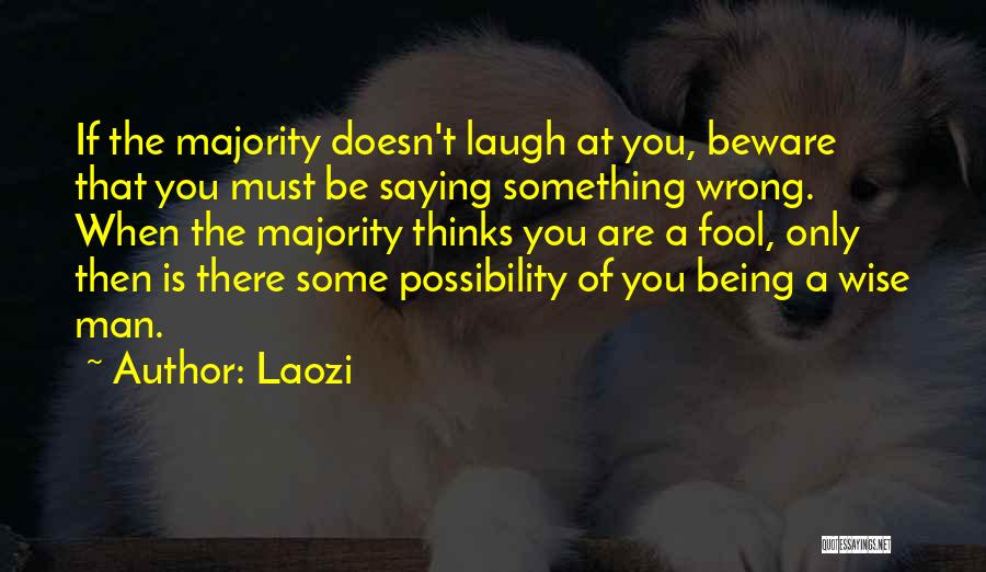 Laozi Quotes: If The Majority Doesn't Laugh At You, Beware That You Must Be Saying Something Wrong. When The Majority Thinks You