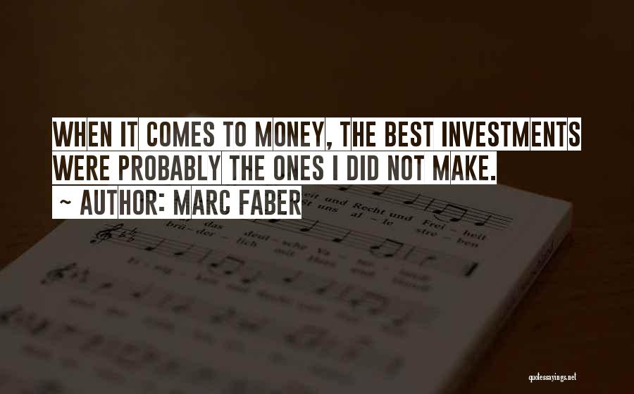 Marc Faber Quotes: When It Comes To Money, The Best Investments Were Probably The Ones I Did Not Make.