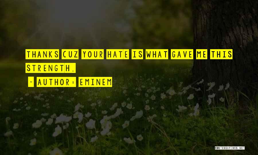 Eminem Quotes: Thanks Cuz Your Hate Is What Gave Me This Strength.
