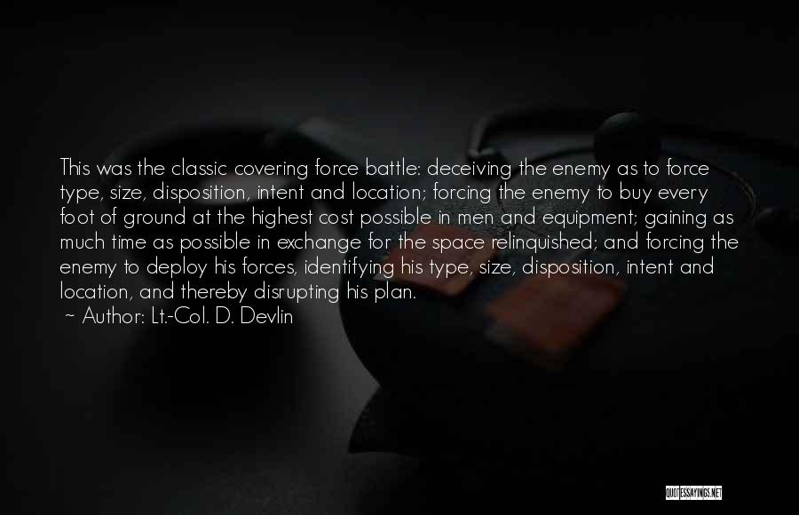 Lt.-Col. D. Devlin Quotes: This Was The Classic Covering Force Battle: Deceiving The Enemy As To Force Type, Size, Disposition, Intent And Location; Forcing