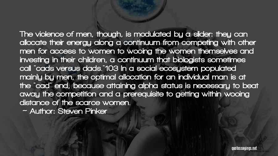 Steven Pinker Quotes: The Violence Of Men, Though, Is Modulated By A Slider: They Can Allocate Their Energy Along A Continuum From Competing