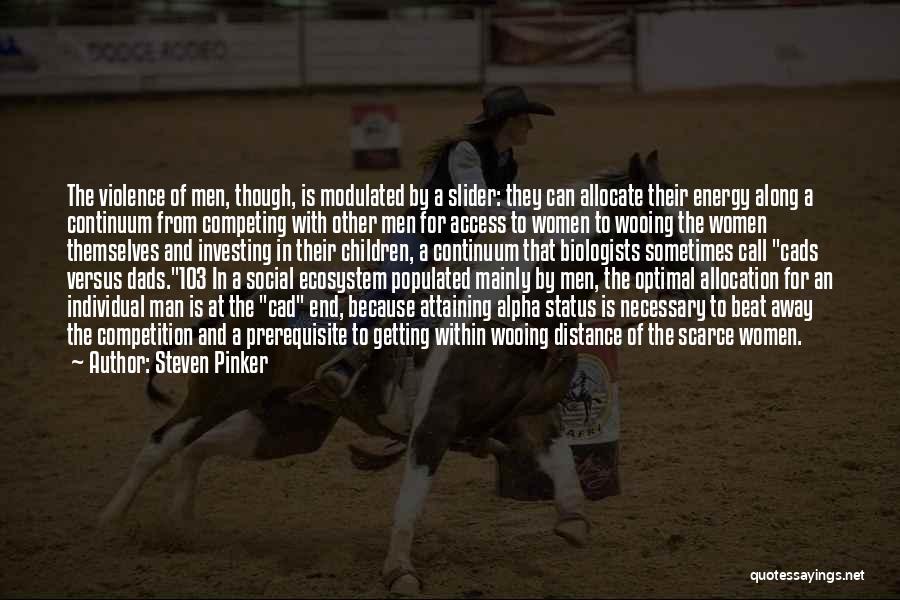 Steven Pinker Quotes: The Violence Of Men, Though, Is Modulated By A Slider: They Can Allocate Their Energy Along A Continuum From Competing