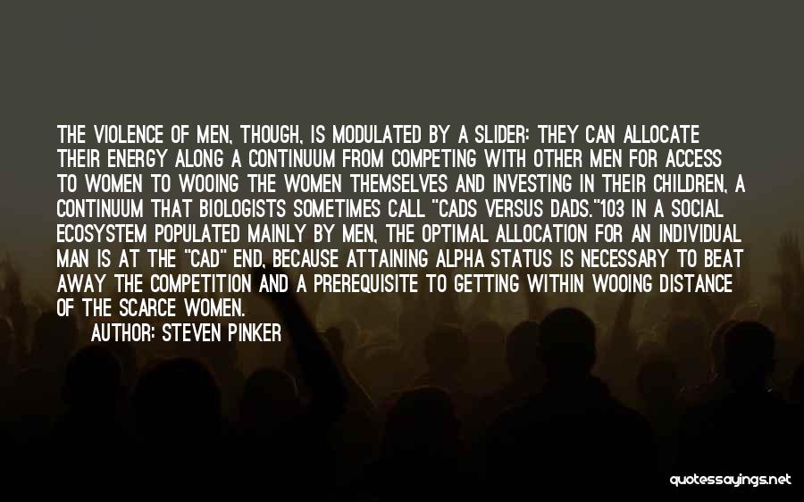 Steven Pinker Quotes: The Violence Of Men, Though, Is Modulated By A Slider: They Can Allocate Their Energy Along A Continuum From Competing