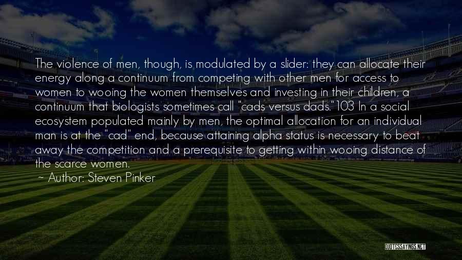 Steven Pinker Quotes: The Violence Of Men, Though, Is Modulated By A Slider: They Can Allocate Their Energy Along A Continuum From Competing