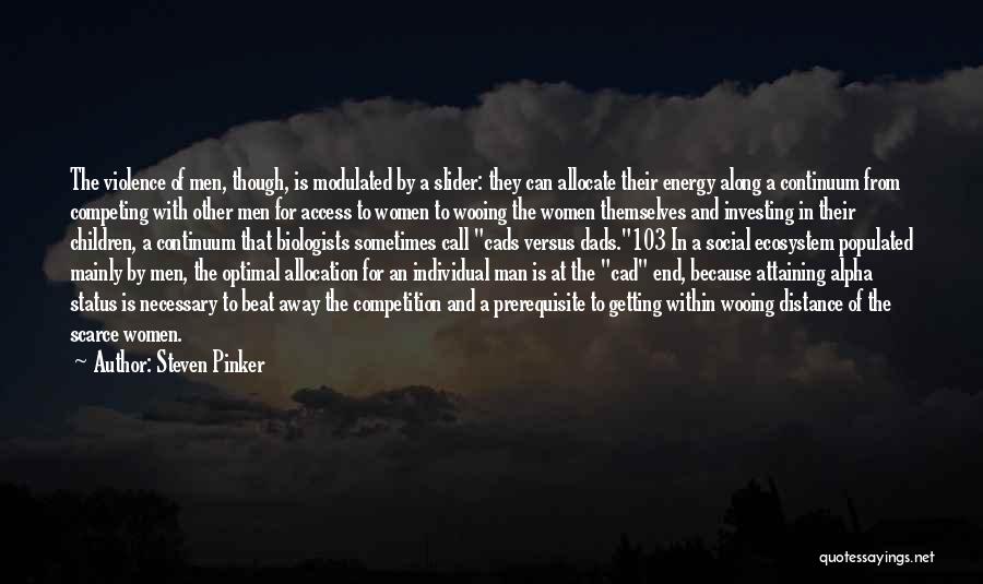 Steven Pinker Quotes: The Violence Of Men, Though, Is Modulated By A Slider: They Can Allocate Their Energy Along A Continuum From Competing