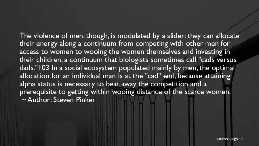 Steven Pinker Quotes: The Violence Of Men, Though, Is Modulated By A Slider: They Can Allocate Their Energy Along A Continuum From Competing