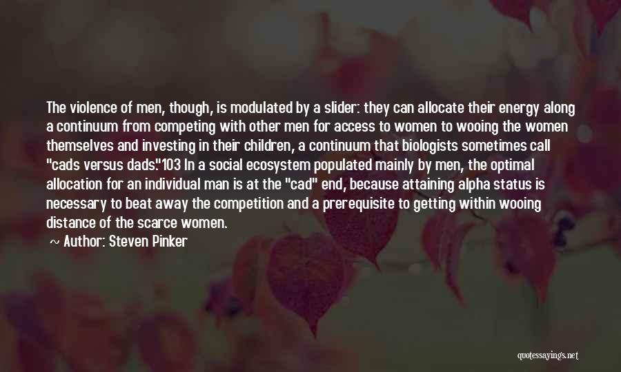 Steven Pinker Quotes: The Violence Of Men, Though, Is Modulated By A Slider: They Can Allocate Their Energy Along A Continuum From Competing