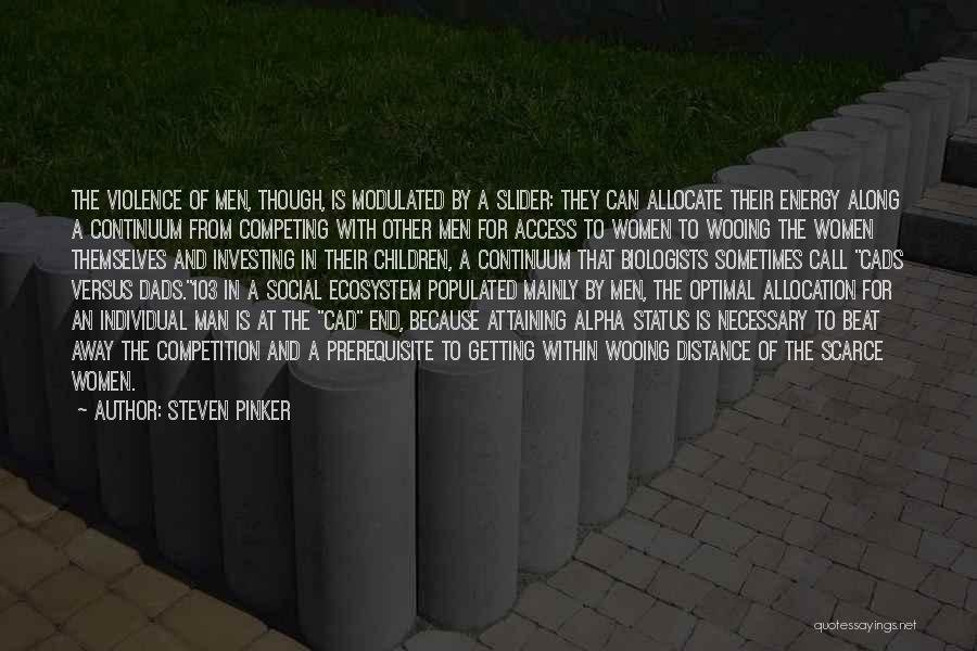 Steven Pinker Quotes: The Violence Of Men, Though, Is Modulated By A Slider: They Can Allocate Their Energy Along A Continuum From Competing