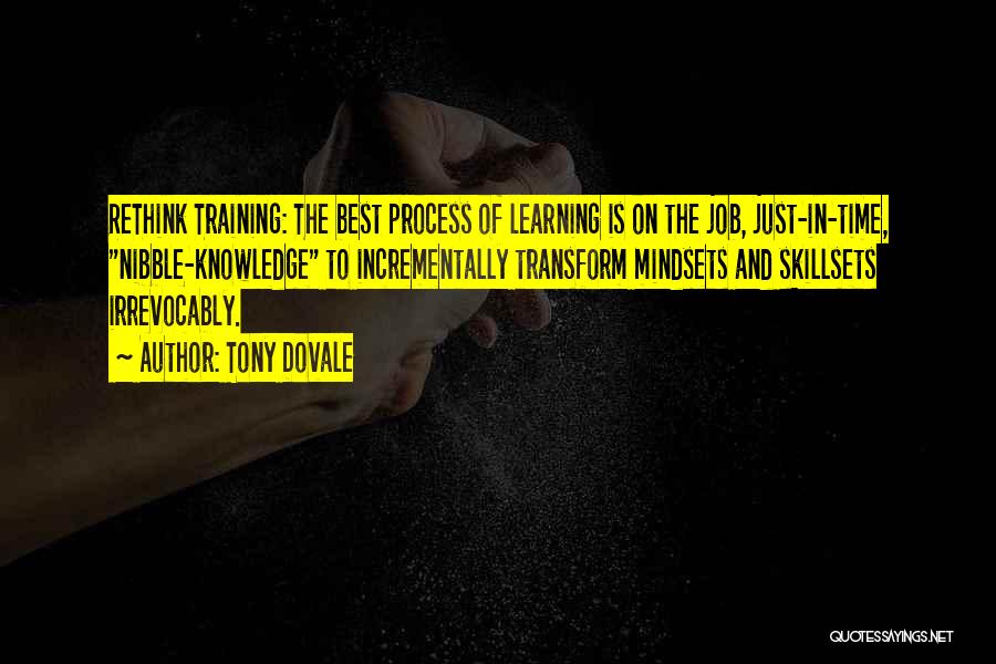 Tony Dovale Quotes: Rethink Training: The Best Process Of Learning Is On The Job, Just-in-time, Nibble-knowledge To Incrementally Transform Mindsets And Skillsets Irrevocably.