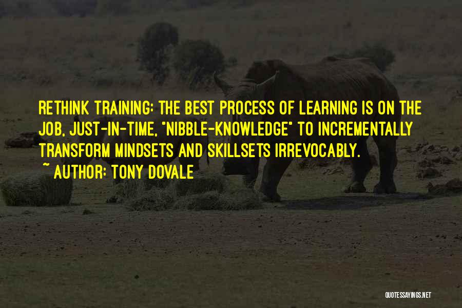 Tony Dovale Quotes: Rethink Training: The Best Process Of Learning Is On The Job, Just-in-time, Nibble-knowledge To Incrementally Transform Mindsets And Skillsets Irrevocably.