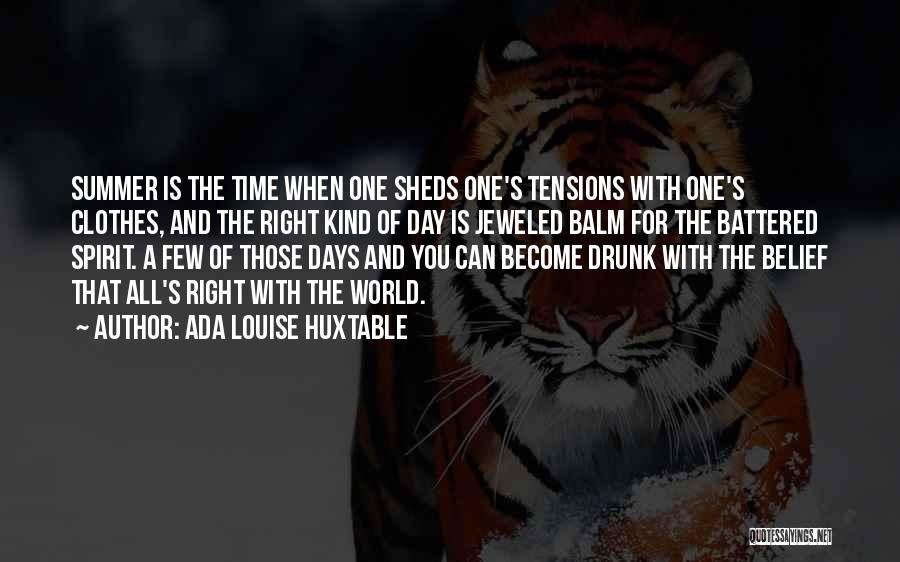 Ada Louise Huxtable Quotes: Summer Is The Time When One Sheds One's Tensions With One's Clothes, And The Right Kind Of Day Is Jeweled