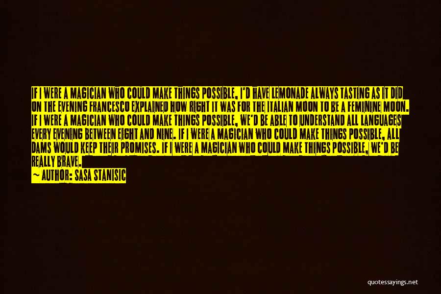 Sasa Stanisic Quotes: If I Were A Magician Who Could Make Things Possible, I'd Have Lemonade Always Tasting As It Did On The