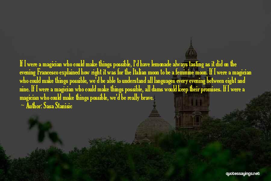 Sasa Stanisic Quotes: If I Were A Magician Who Could Make Things Possible, I'd Have Lemonade Always Tasting As It Did On The