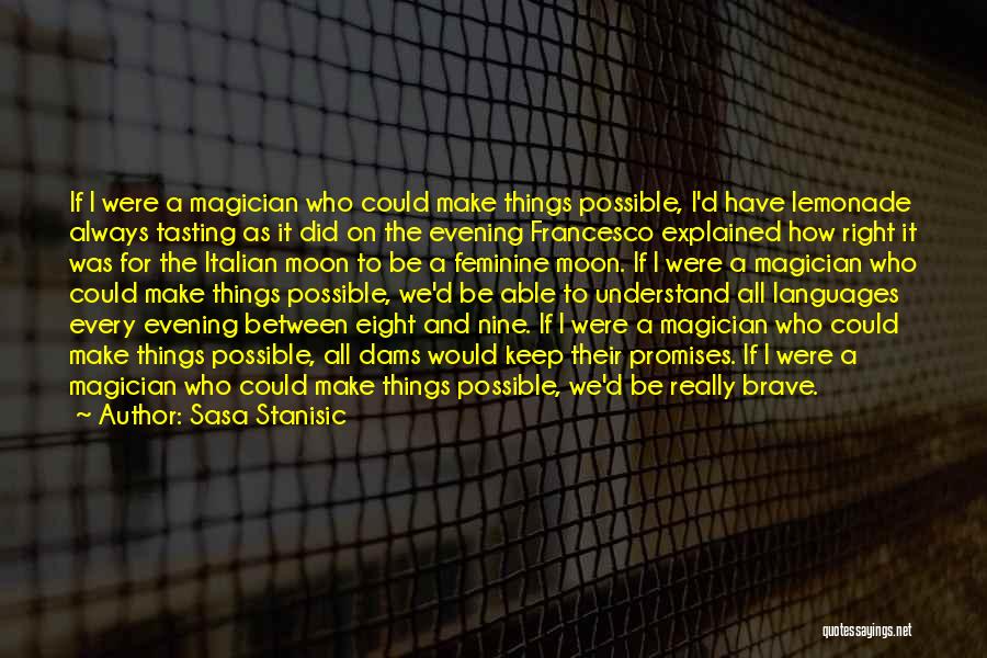 Sasa Stanisic Quotes: If I Were A Magician Who Could Make Things Possible, I'd Have Lemonade Always Tasting As It Did On The