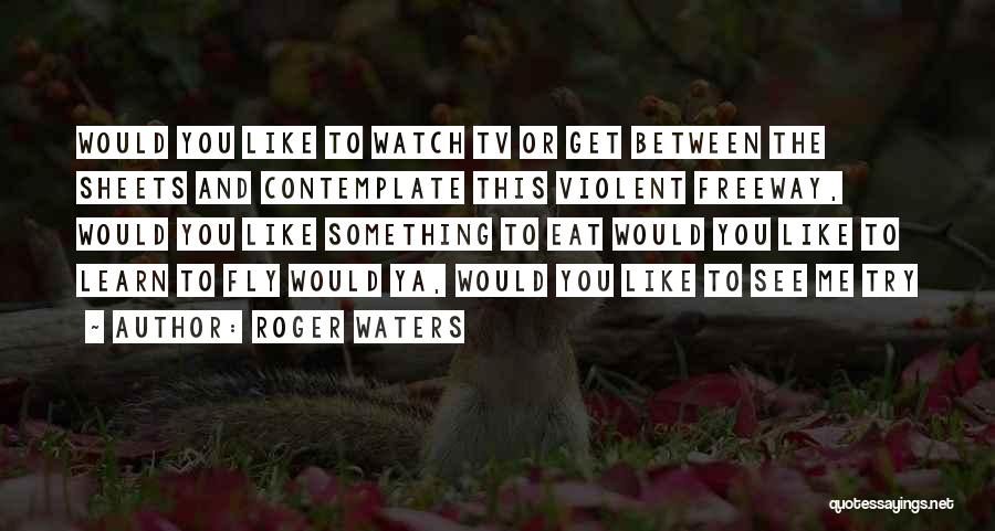 Roger Waters Quotes: Would You Like To Watch Tv Or Get Between The Sheets And Contemplate This Violent Freeway, Would You Like Something