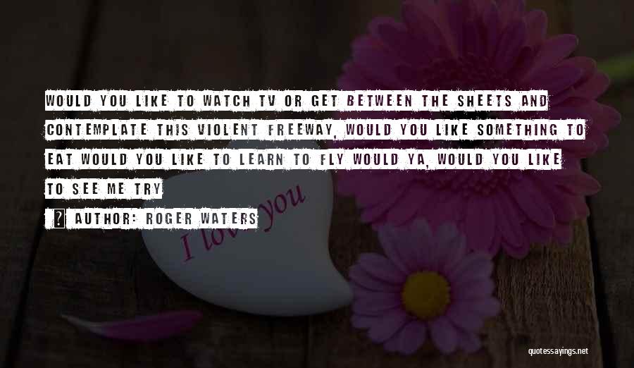 Roger Waters Quotes: Would You Like To Watch Tv Or Get Between The Sheets And Contemplate This Violent Freeway, Would You Like Something