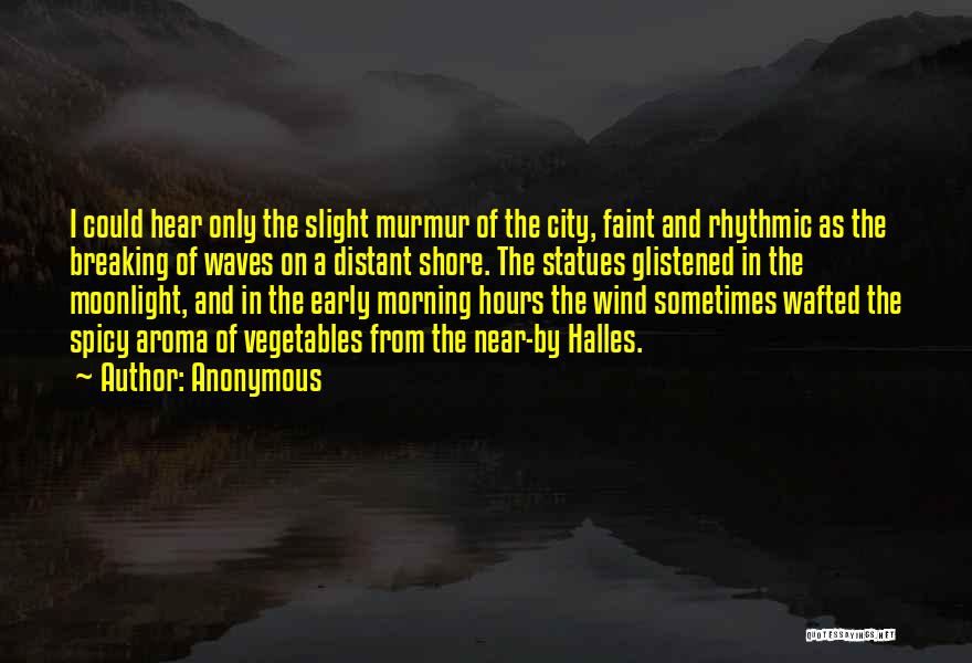 Anonymous Quotes: I Could Hear Only The Slight Murmur Of The City, Faint And Rhythmic As The Breaking Of Waves On A