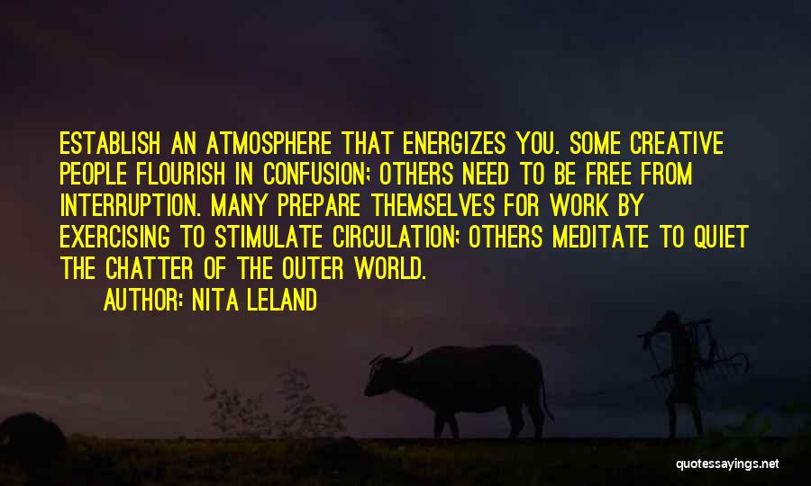 Nita Leland Quotes: Establish An Atmosphere That Energizes You. Some Creative People Flourish In Confusion; Others Need To Be Free From Interruption. Many