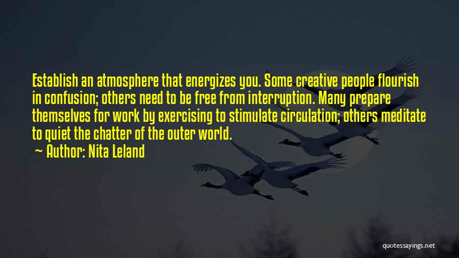 Nita Leland Quotes: Establish An Atmosphere That Energizes You. Some Creative People Flourish In Confusion; Others Need To Be Free From Interruption. Many