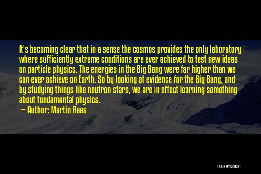 Martin Rees Quotes: It's Becoming Clear That In A Sense The Cosmos Provides The Only Laboratory Where Sufficiently Extreme Conditions Are Ever Achieved