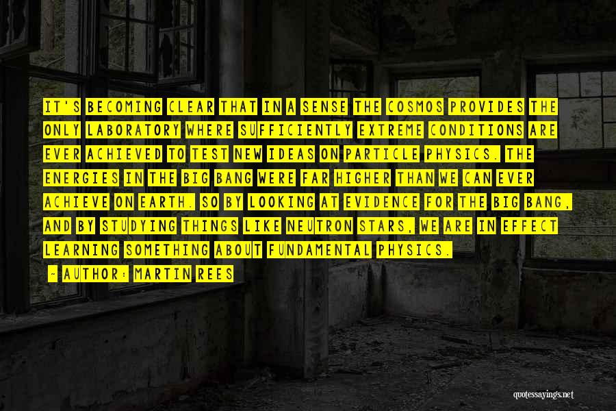 Martin Rees Quotes: It's Becoming Clear That In A Sense The Cosmos Provides The Only Laboratory Where Sufficiently Extreme Conditions Are Ever Achieved