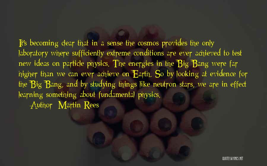 Martin Rees Quotes: It's Becoming Clear That In A Sense The Cosmos Provides The Only Laboratory Where Sufficiently Extreme Conditions Are Ever Achieved