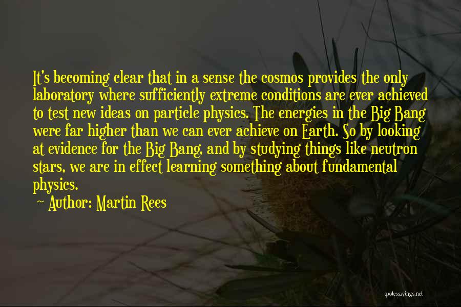 Martin Rees Quotes: It's Becoming Clear That In A Sense The Cosmos Provides The Only Laboratory Where Sufficiently Extreme Conditions Are Ever Achieved