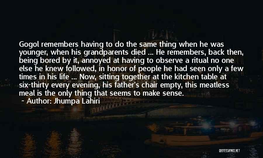 Jhumpa Lahiri Quotes: Gogol Remembers Having To Do The Same Thing When He Was Younger, When His Grandparents Died ... He Remembers, Back