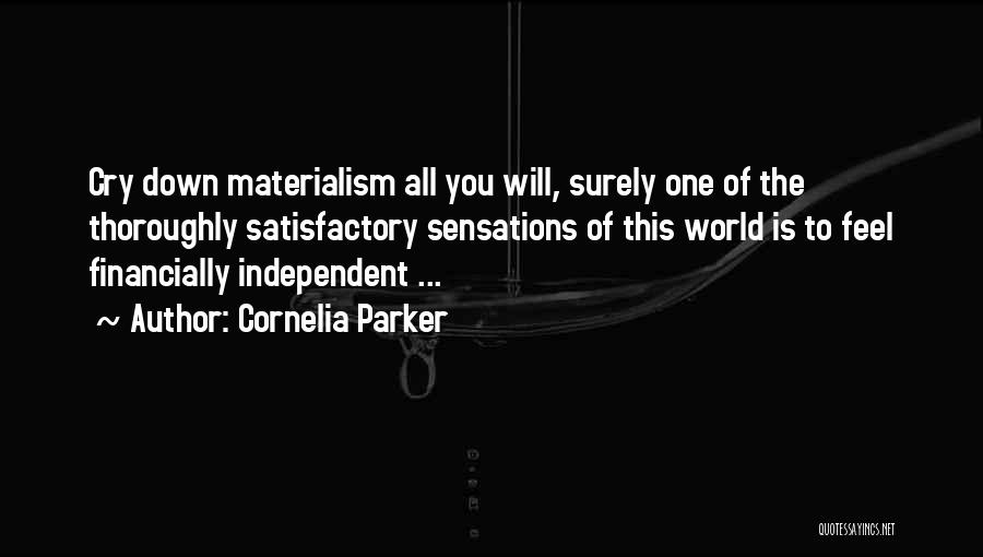 Cornelia Parker Quotes: Cry Down Materialism All You Will, Surely One Of The Thoroughly Satisfactory Sensations Of This World Is To Feel Financially