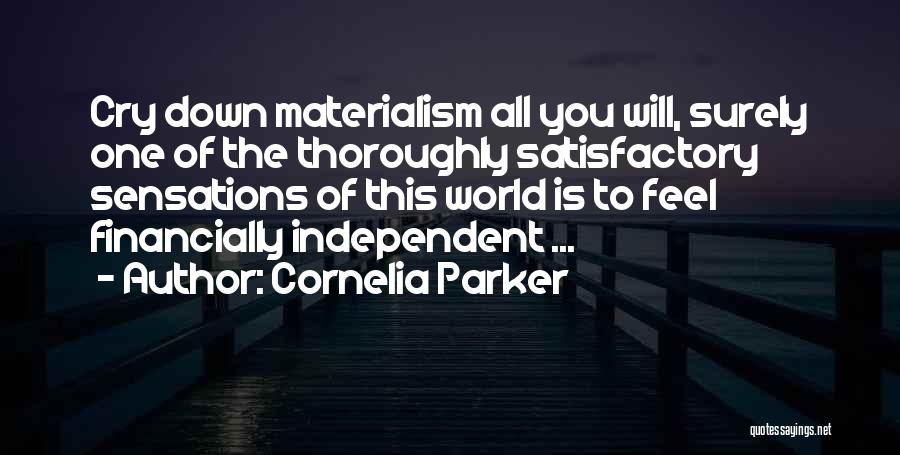Cornelia Parker Quotes: Cry Down Materialism All You Will, Surely One Of The Thoroughly Satisfactory Sensations Of This World Is To Feel Financially