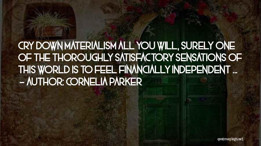 Cornelia Parker Quotes: Cry Down Materialism All You Will, Surely One Of The Thoroughly Satisfactory Sensations Of This World Is To Feel Financially