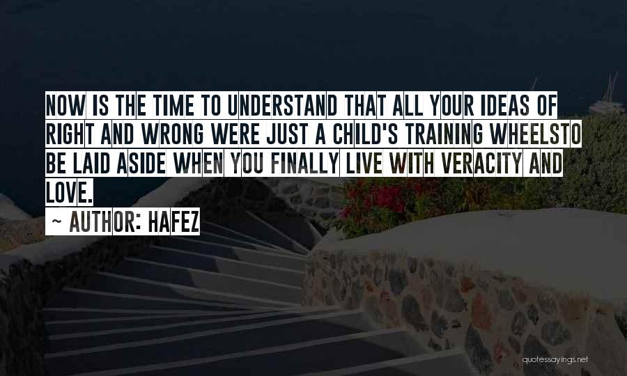 Hafez Quotes: Now Is The Time To Understand That All Your Ideas Of Right And Wrong Were Just A Child's Training Wheelsto