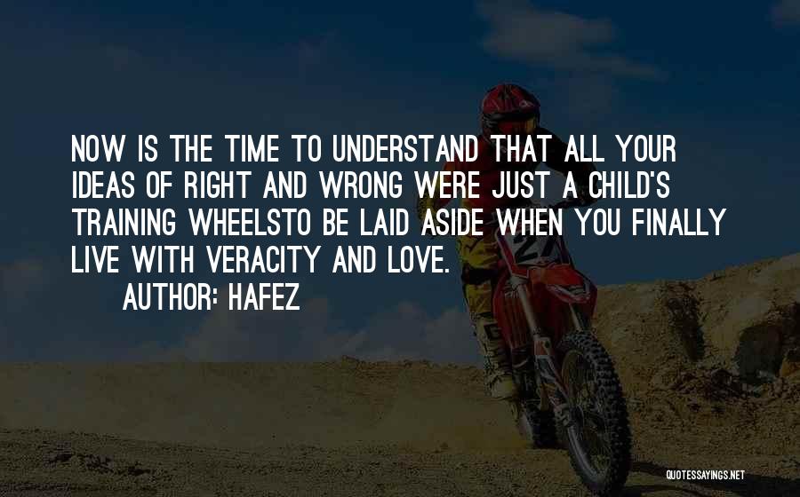 Hafez Quotes: Now Is The Time To Understand That All Your Ideas Of Right And Wrong Were Just A Child's Training Wheelsto
