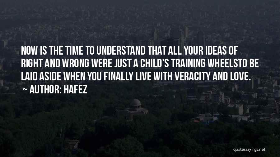 Hafez Quotes: Now Is The Time To Understand That All Your Ideas Of Right And Wrong Were Just A Child's Training Wheelsto