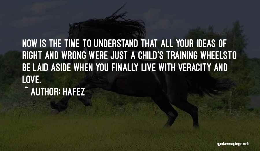 Hafez Quotes: Now Is The Time To Understand That All Your Ideas Of Right And Wrong Were Just A Child's Training Wheelsto