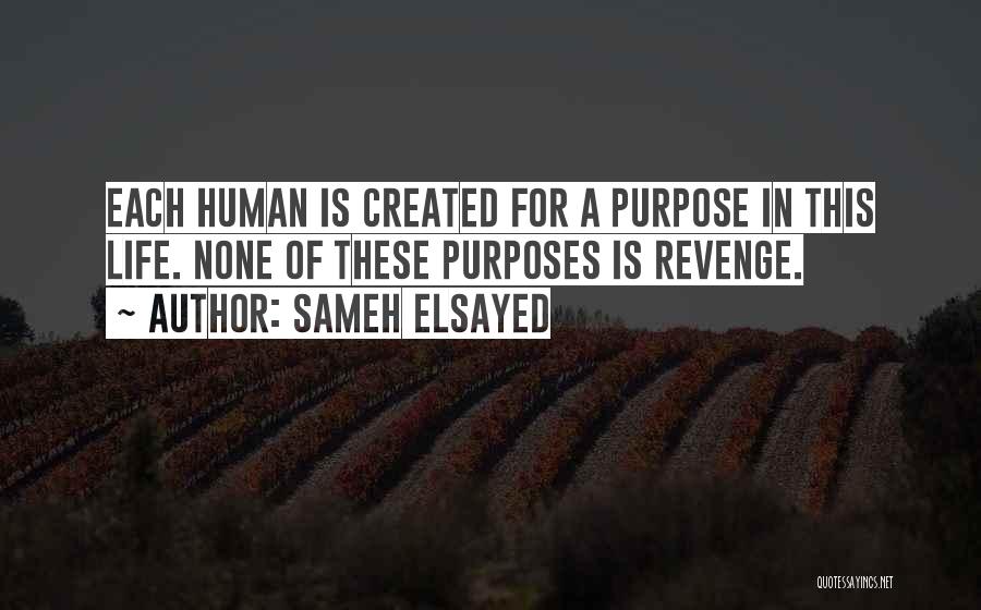 Sameh Elsayed Quotes: Each Human Is Created For A Purpose In This Life. None Of These Purposes Is Revenge.