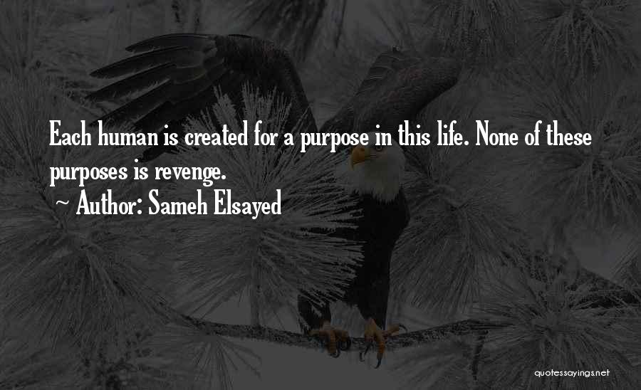 Sameh Elsayed Quotes: Each Human Is Created For A Purpose In This Life. None Of These Purposes Is Revenge.